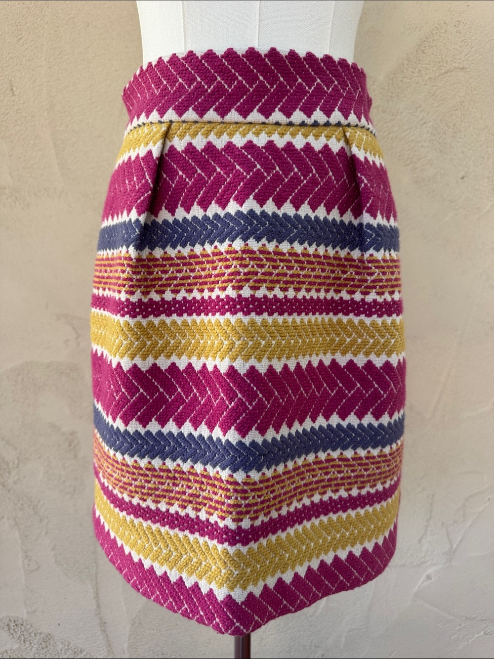 Anthropologie Nomad Morgan Carper Jacquard Mini Skirt Pink Chevron Stripe Size S - Picture 5 of 15